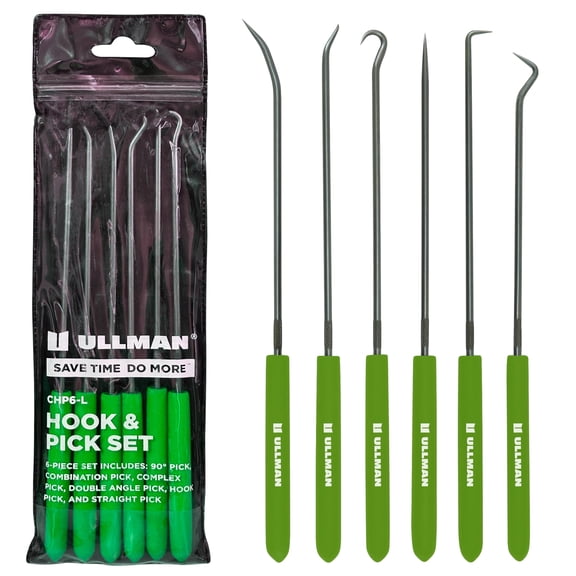 Ullman Devices Corp. 9-3/4 Inch Long 6 Piece Green Hook and Pick Set