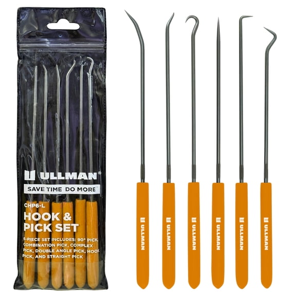Ullman Devices Corp. 9-3/4" Long 6 Piece Orange Hook & Pick Set