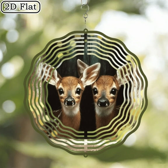 Ullo0ord 2D Flat 1pc 10inch Metal Wind Spinner -Vibrant Colorful Outdoor Garden Decor, Two white-tailed deer in love a close-up portrait Durable Metal Wind-Powered Rotator for Patio, Terrace Yard