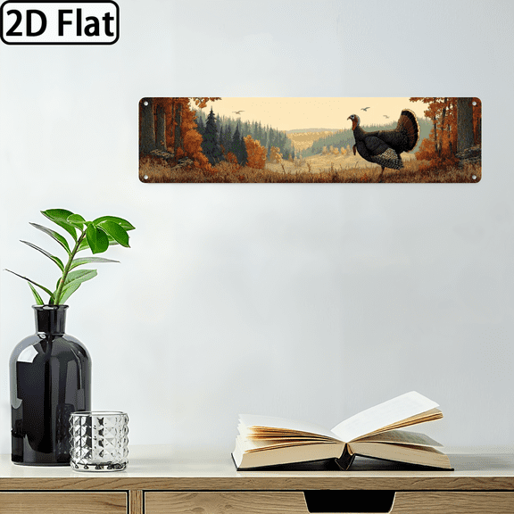 Ullo0ord 2D Flat, 1pc Vintage Funny Thanksgiving Turkey Metal Sign Large 16x4 Inch Retro Garage, for Man Cave, Kitchen, or Bar Decor Heavy Duty Wall Art Plaque No Wiring Needed Perfect