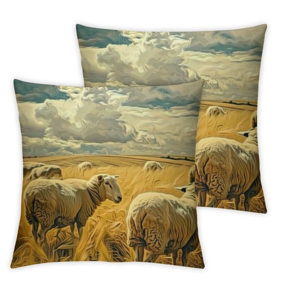 Ullo0ord Abstract Art, Sheep Pack of 2 Decorative Pillowcases Super Soft Sheep Throw Pillow Covers Modern Farmhouse Rustic Cushion Cover for Sofa Couch Bed 24x24in