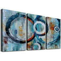 Ullo0ord  Abstract Wall Art Geometric Canvas Circle Block Painting Modern Grey Brown Picture, Large Size Simple Artwork Ready to Hang Framed for Bedroom Living Room Bathroom Home Office Wall Décor
