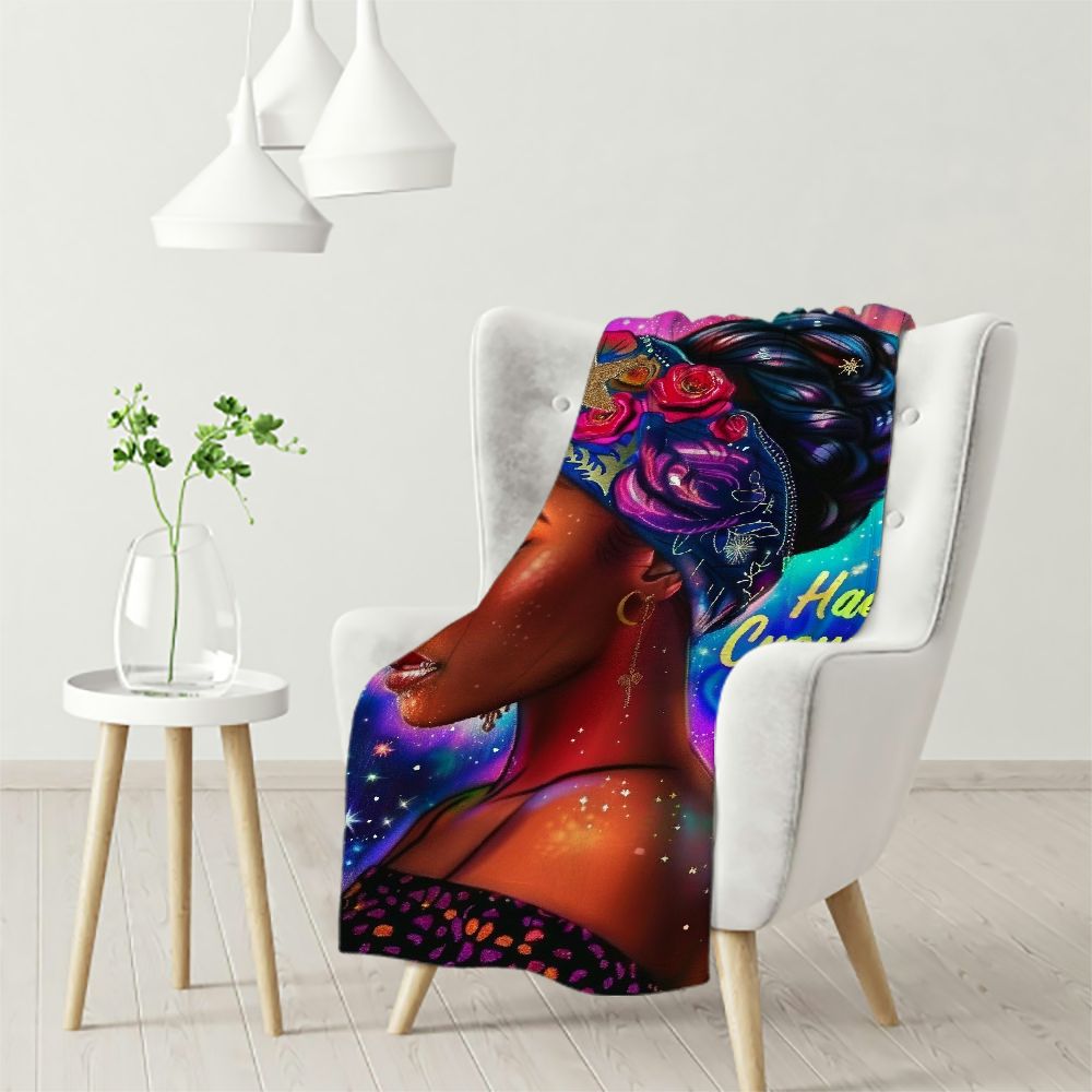 Ullo0ord African American Woman Bedding Fleece Throw Blanket, Beautiful