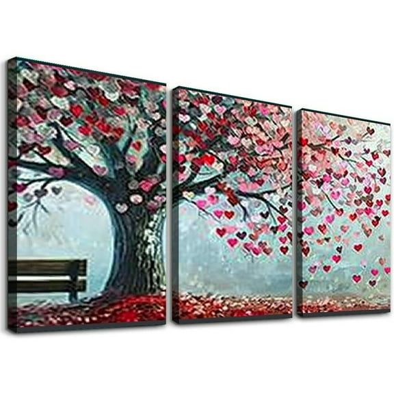 Ullo0ord Art Artwork Painted Red Tree Wall Art Picture Living Room Canvas Home Decor Oil Paintings On Canvas 12x16x3pcs