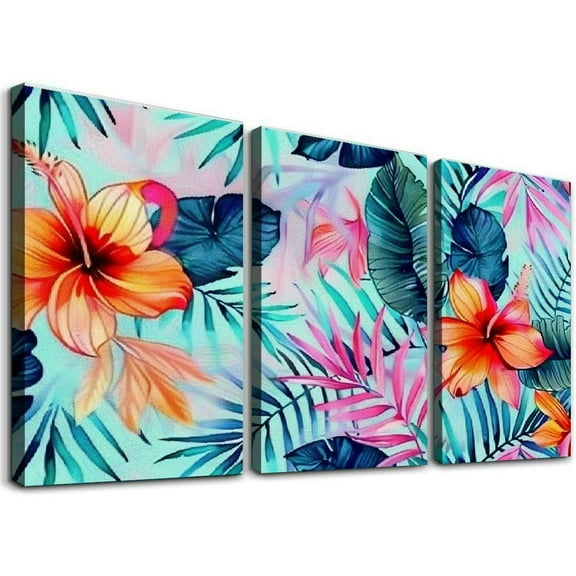 Ullo0ord Blue Floral Flower Canvas Wall Art One Panel, and Canvas Paintings Ready to Hang for Home Decorations Personalized Wall Decor