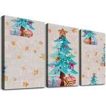 Ullo0ord Canvas Wall Art Painting One Panel Christmas Tree VIntage Artwork Prints, Modern Framed Canvas Wall Decor for Living Room Bedroom Bathroom