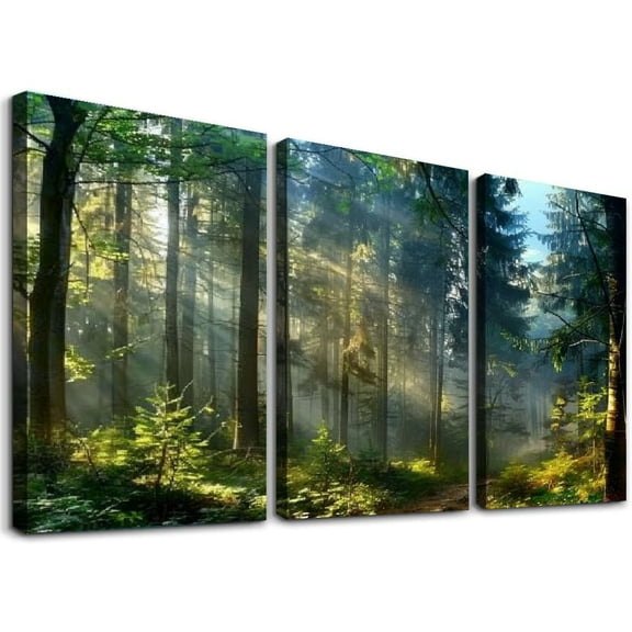 Ullo0ord Canvas Wall Art Painting One Panel Nature Forest Sunshine Through The Tree Artwork Prints, Modern Framed Canvas Wall Decorations for Living Room Bedroom Bathroom
