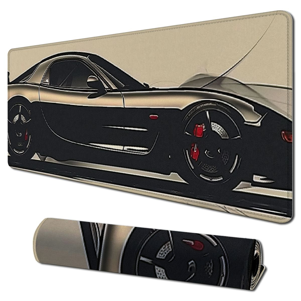 Ullo0ord Car Large Mouse Pad Gaming Mousepad Retro Vintage Art Black ...