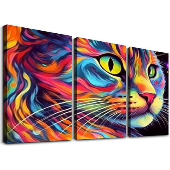 Ullo0ord Cat Pictures Wall Decor Modern Artwork Printed Cat Wall Art on for Wall Decor Ready to Hang 12x16x3pcs