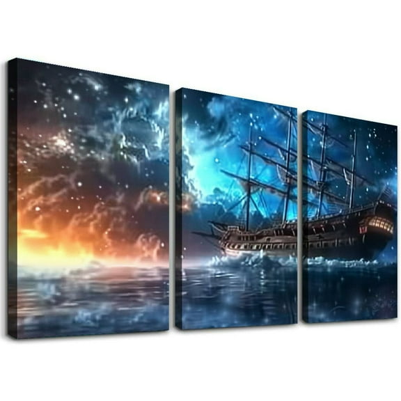 Ullo0ord Christian Wall Art Jesus God Canvas Art The Storms 3 Painting For Livingroom Decor Office Bedroom Decoration 12x16x3pcs