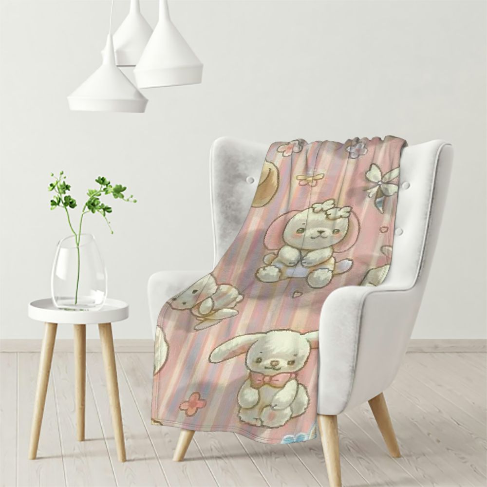 Ullo0ord Cinnamoroll Flannel Throw Blanket Cozy Fluffy Prevent
