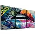 thumbnail image 1 of Ullo0ord Color Lips Canvas Wall Art Banksy Street Graffiti Pictures Wall Decor Colorful Mouth Artwork Painting Abstract Poster Print for Home Living room Bedroom Bathroom Office  12x16x3pcs, 1 of 6