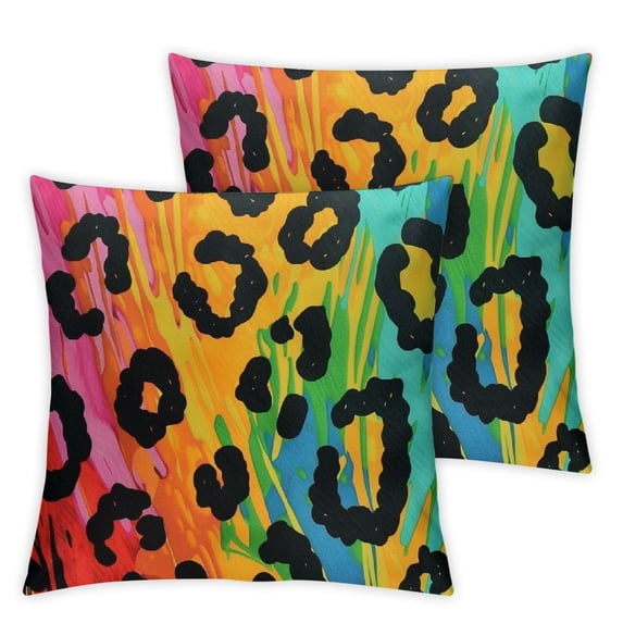Ullo0ord Colorful Leopard Print Pillow Covers - Pillow Covers Animal Throw Pillow Case Cushion Cover with Zipper