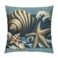 thumbnail image 1 of Ullo0ord Cotton Linen Throw Pillow Case Cushion Cover Home Office Decorative (Shell Starfish) 22x22in, 1 of 5