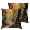 thumbnail image 1 of Ullo0ord Country Throw Pillow Cushion Cover, Paint of a Forest with Autumn Color Leaves Fall Time Sadness Season Theme Art, Decorative Square Accent Pillow Case 18x18in, 1 of 7
