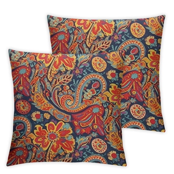 Ullo0ord Decorative Square Throw Pillow Cover Soft Damask Paisley Novel Floral Pattern Carpet Vintage Flowers India Turkish Indian Medallion Oriental Cushion Cover for Couch Bedroom Car 20x20in