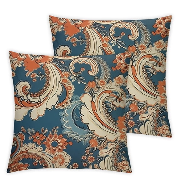 Ullo0ord Decorative Square Throw Pillow Cover Soft Paisley Floral Damask Carpet Textures Vintage Turkish India Style Indian Medallion Ornate Pattern Cushion Cover for Couch Bedroom Car 22x22in