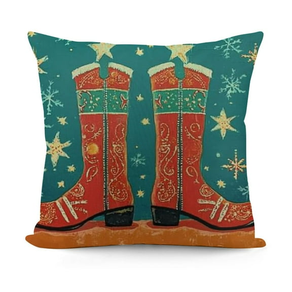 Ullo0ord Decorative Throw Pillow Cover Snow Western Holiday Winter Decoration Objects Snowflakes Vintage Comfortable Square Cushion Case for Car Couch Bed 22x22in
