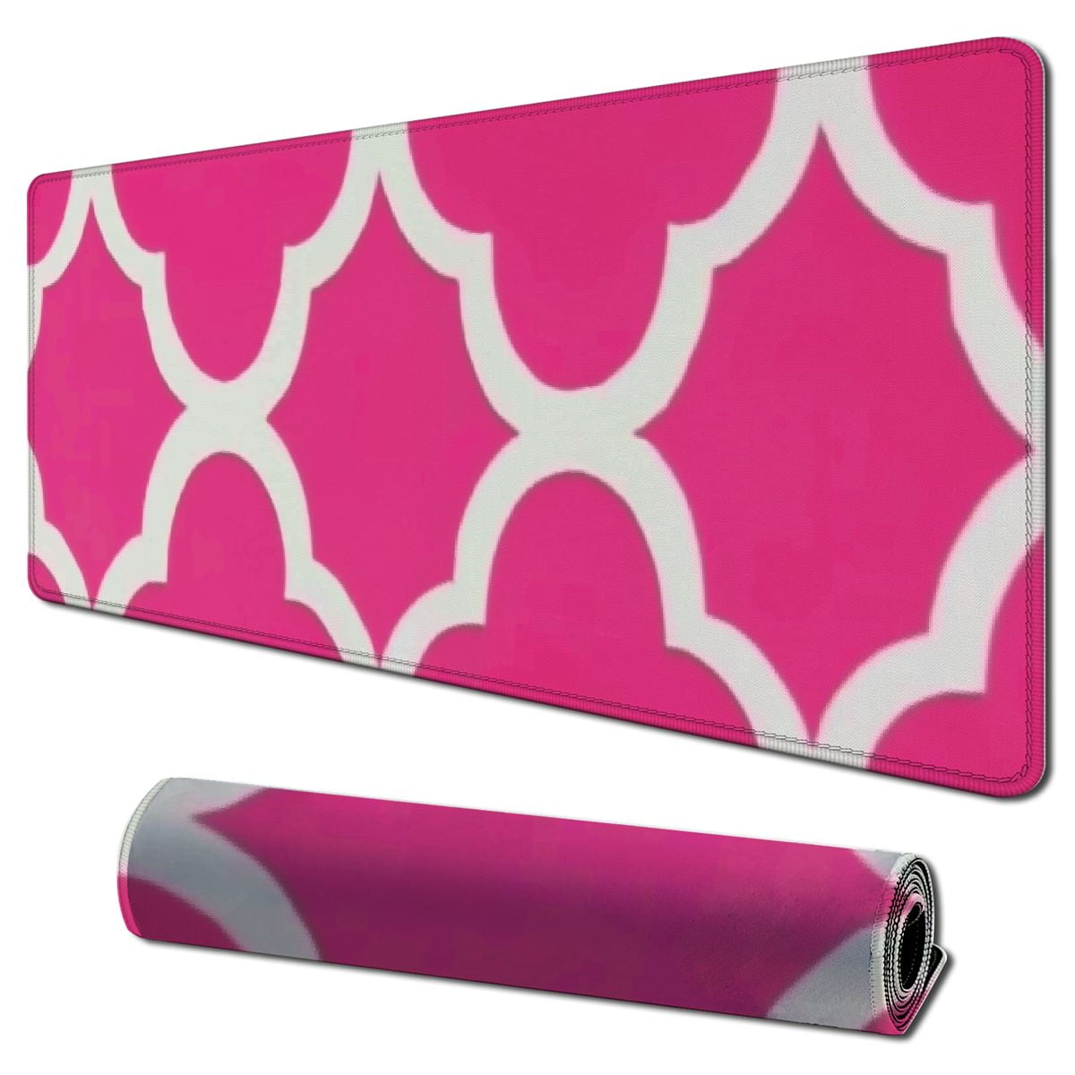 Ullo0ord Desk Mat Large , Hot Pink Desk Pad with Stitched Edges Writing