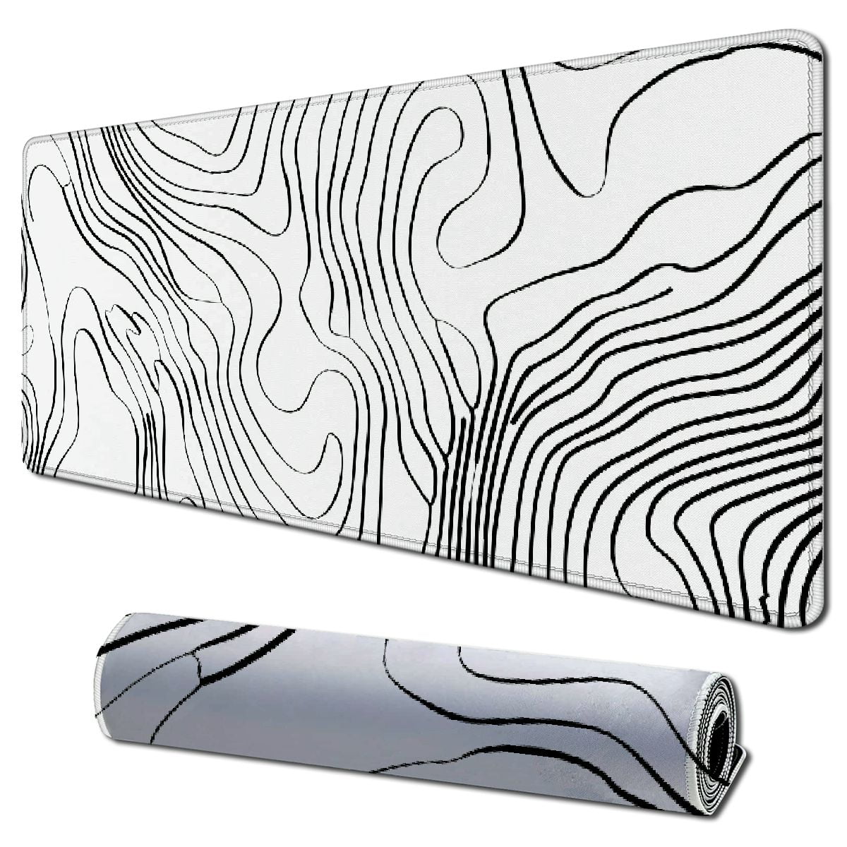 Japanese Wave Black & White Gaming Mouse Pad - XL Large Non-Slip Rubber Mousepad, Stitched Edges Long Extended Mice Pad Ideal Desk Home Office 31 5x11 8 I - View #11