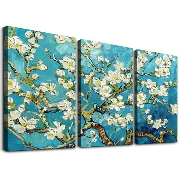 Ullo0ord Framed Wall Art Floral Giclee Canvas Prints of Van Gogh Famous Oil Paintings Flowers Pictures on Canvas Wall Art for Bedroom Home Decorations