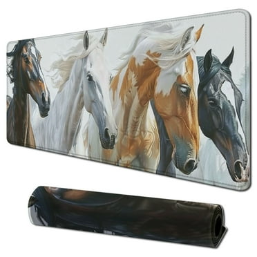Ullo0ord Gaming Mouse Pad Colorful Horses Large Mouse Pad Desk Mats on Top of Desks Mousepads Stitched Edge Rubber Base Desk Mat for Gaming Office Laptop Computer