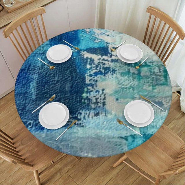 Ullo0ord Grey Blue Tablecloth Round Table Cloth Paint Art Modern