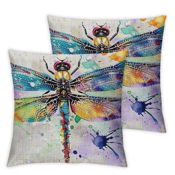 Ullo0ord Ink Painting The Animal Dragonfly Throw Pillow Covers Case Cushion Cover Sofa Decorative Square 18x18in