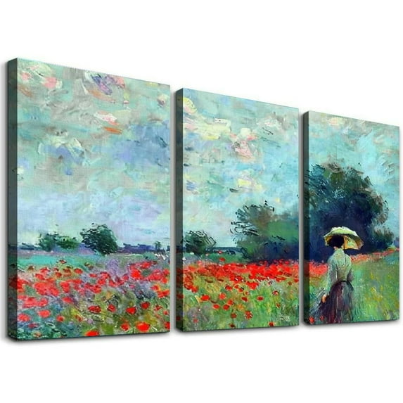 Ullo0ord Large The Poppy Field Near Argenteuil by Famous Oil Paintings Classic Landscape Pictures Artwork Canvas Prints Wall Art for Bedroom Decorations