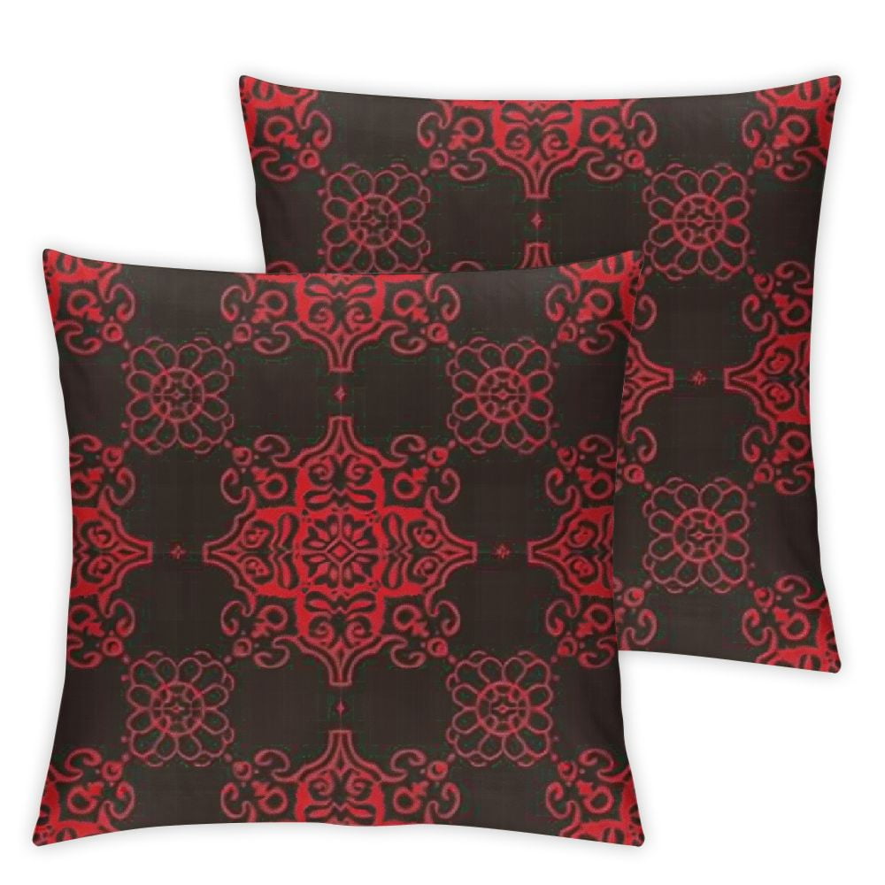 Ullo0ord Maroon Throw Pillow Cover Japanese Cultural Tile Round Curved