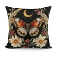 thumbnail interactive-video image 1 of Dark Gothic Butterfly Pillow Covers 18x18 Inches - Vintage Witchy Cottagecore Decor, Flannel, Hidden Zipper 1 of 2