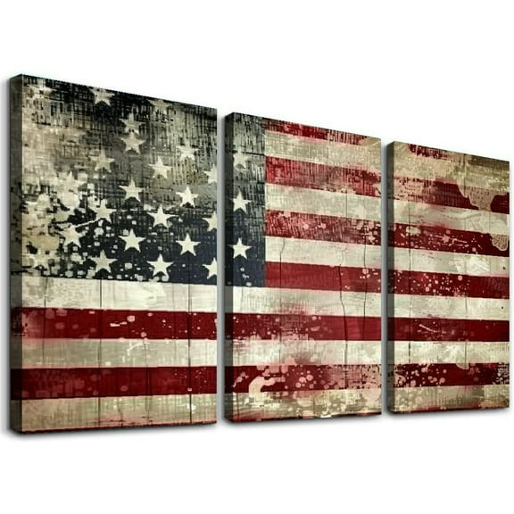Ullo0ord Old Vintage American Flag Poster, Modern Kitchen Wall Art Pictures Canvas Decor Painting,For Kitchen, Restaurant, Bar, Living Room