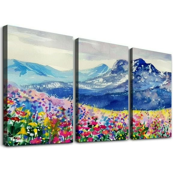 Ullo0ord Painting One Panel Spring Landscape Mountain Artwork Prints, Modern Framed Canvas Wall Decorations for Living Room Bedroom Bathroom