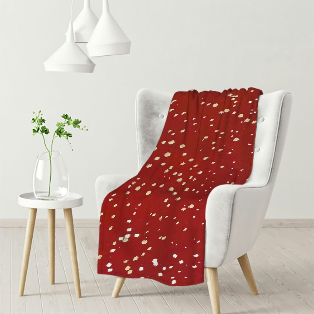 Ullo0ord Plush Soft Blanket Red with Gold Confetti Polka Dots Fuzzy