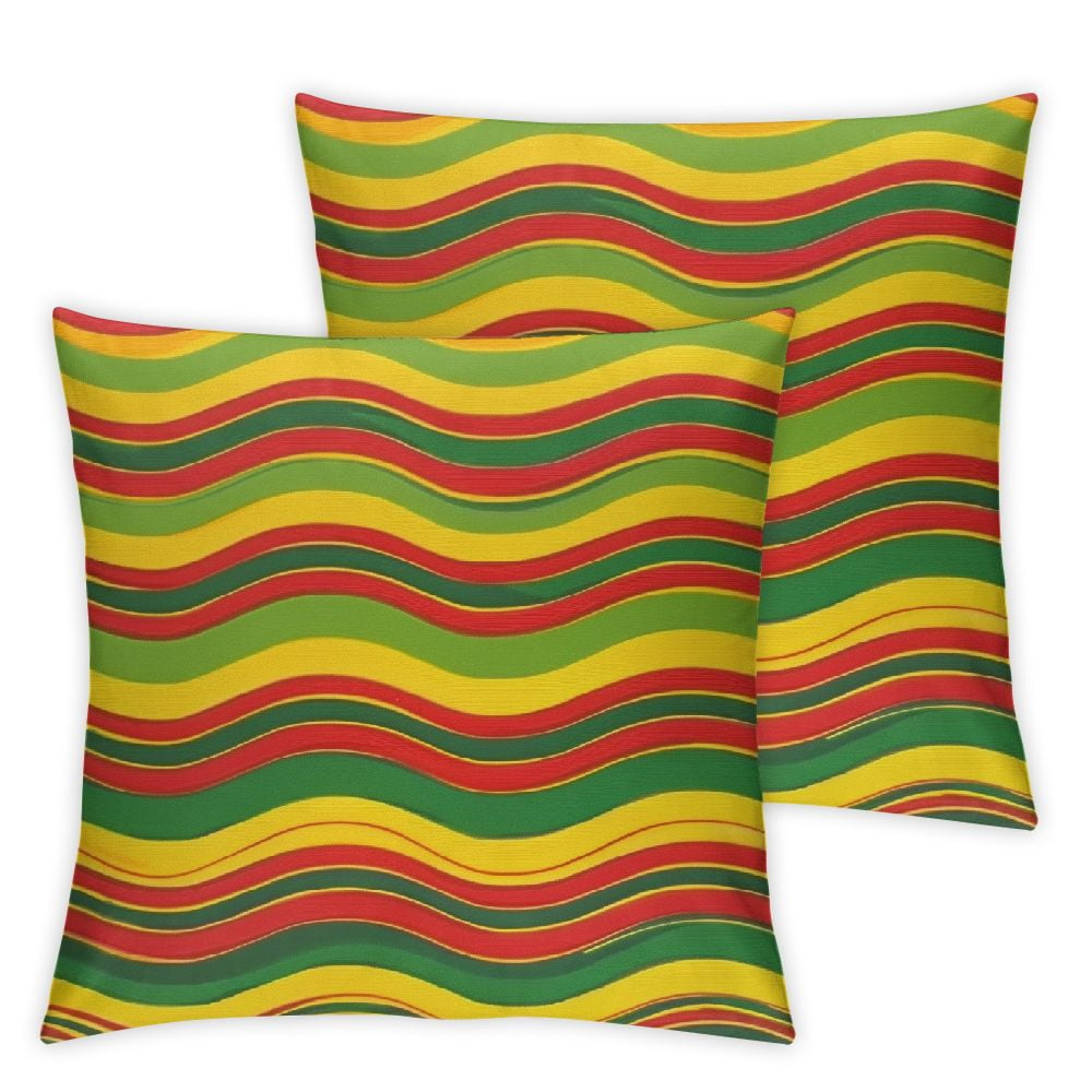 Ullo0ord Rasta Throw Pillow Cover Vivid Colors Ethiopian Flag Colors in ...