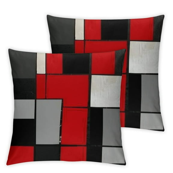 Ullo0ord Red Black Grey White Throw Pillow Covers Modern Geometric Pillows Cover Decorative Square Pillow Case for Home Couch Bed Sofa Outdoor