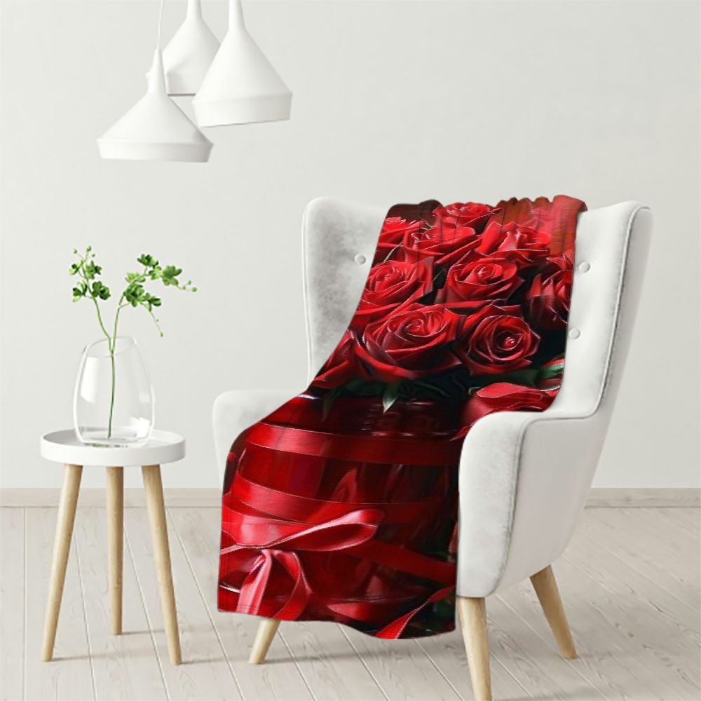 Ullo0ord Red Rose Red Pattern Printed on Throw for Adult and Kids with