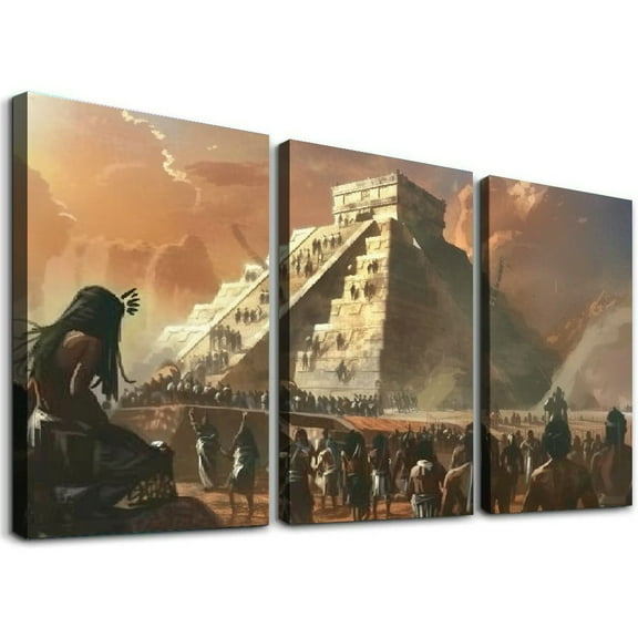 Ullo0ord Retro Art Poster Mayan Civilization Mayan Art ation Canvas Wall Art Prints for Room Decor Bedroom Decor Posters