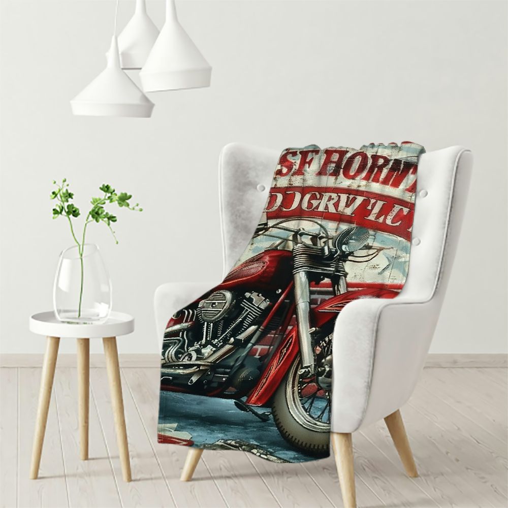 Ullo0ord Retro Red Motorcycle Blanket Motorbike Gifts for Men Teen Boys