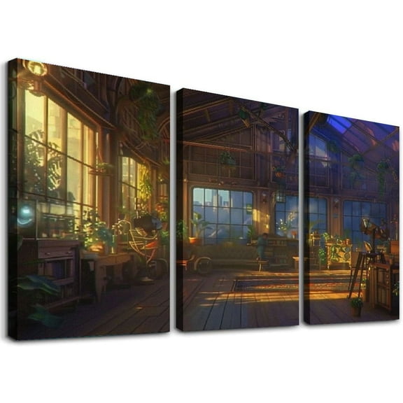 Ullo0ord Room Night Plantsindoors Painting Frameless Decorative Painting (Horizontal Version) Sofa Background Wall Oil Painting Art Hanging Picture Dining Room Living Room Study Mural Canvas Painting