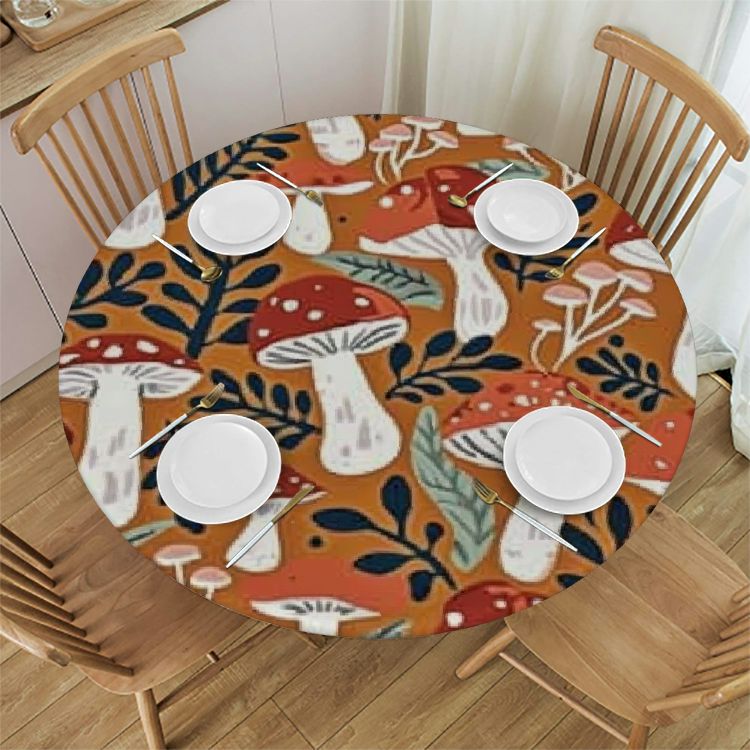 Ullo0ord Round Fitted with Elastic Edge,Cute Pattern with Leaves Print ...