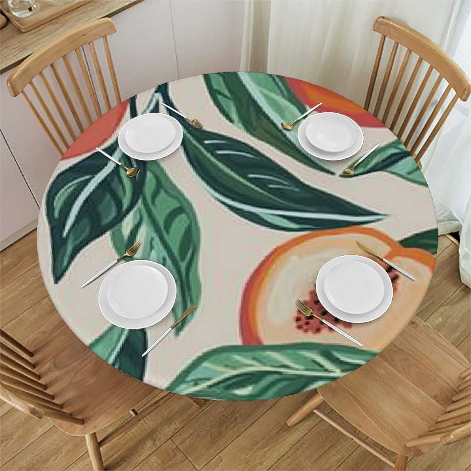 Ullo0ord Round Table Cloth with Tablecloth Elastic Edge Fitted Table