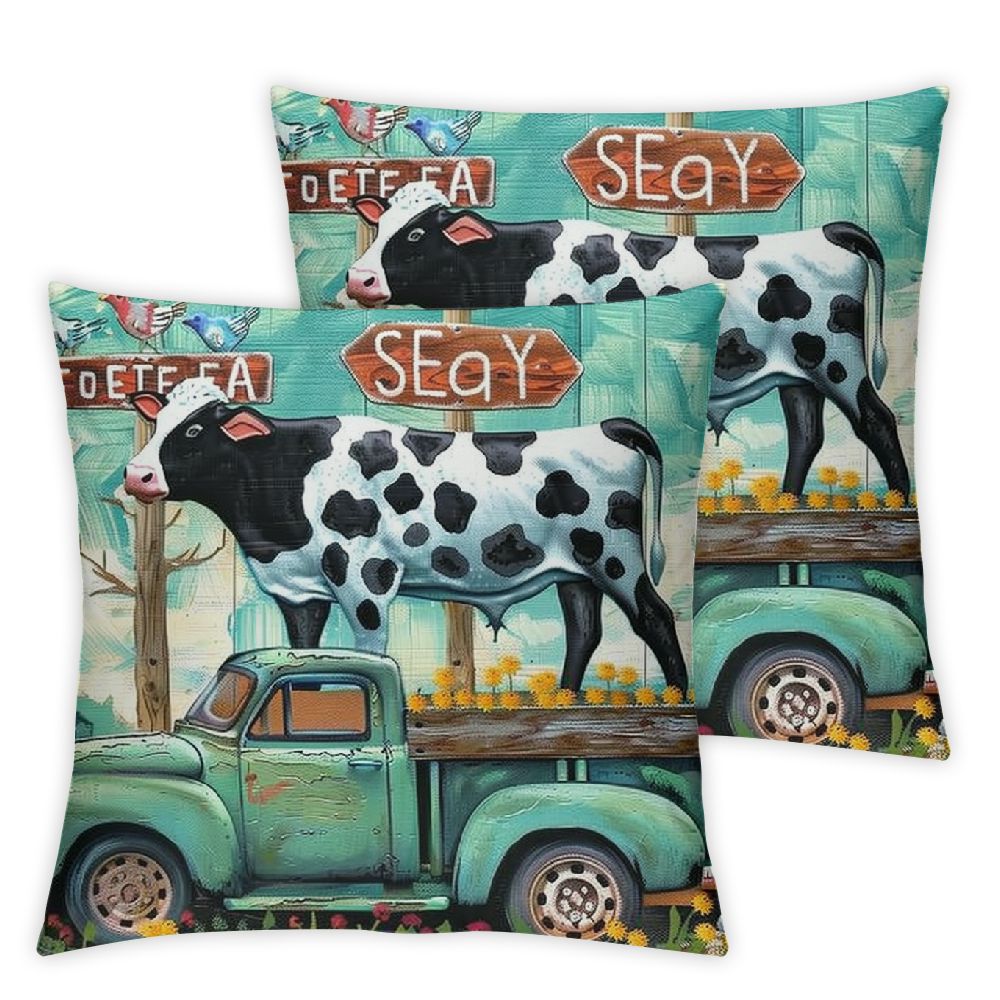 Ullo0ord Rustic Pillow Covers for Kids Boys Girls,Milk Cow Rustic Cabin