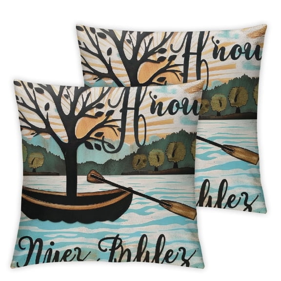 Ullo0ord Rustic Style Pillow Covers Wooden Board Square Throw Pillow Covers for Bed or Sofa Decor Farmhouse Lodge Cabin Light Green Decorative Cushion Covers