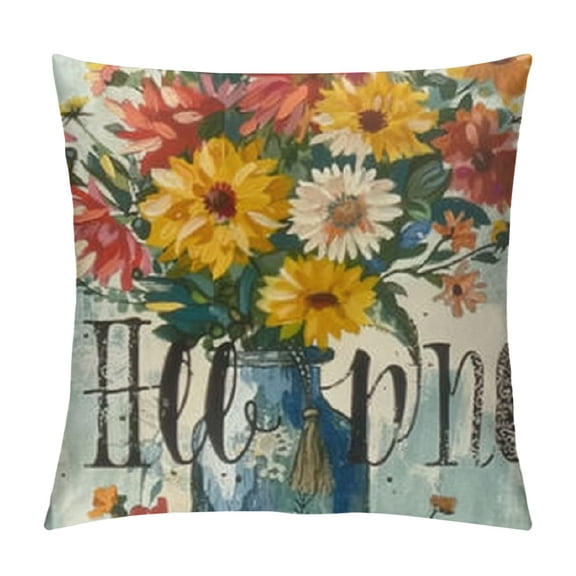 Ullo0ord Spring Pillow Covers Inch Set of Floral Throw Pillowcase Home Sofa Bedroom Living Room Holiday Cushion Case Decorations 22x22in