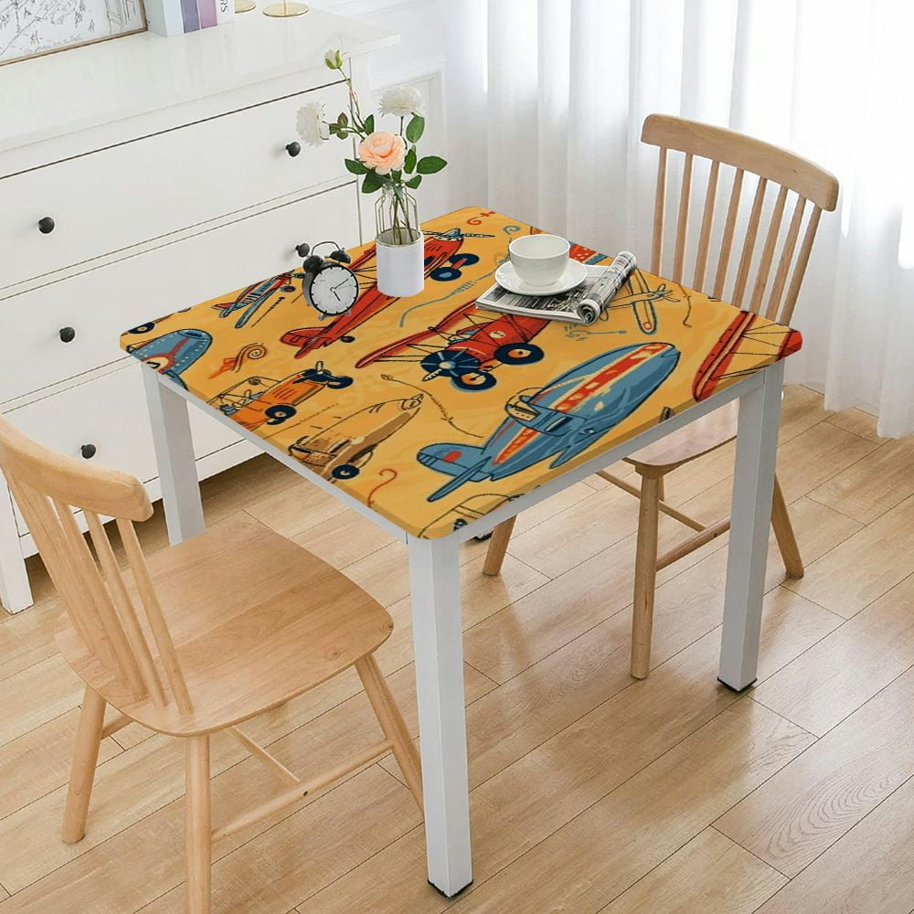 Ullo0ord Square Fitted Kid Tablecloth, Airplane Boat Car Elastic Edge ...