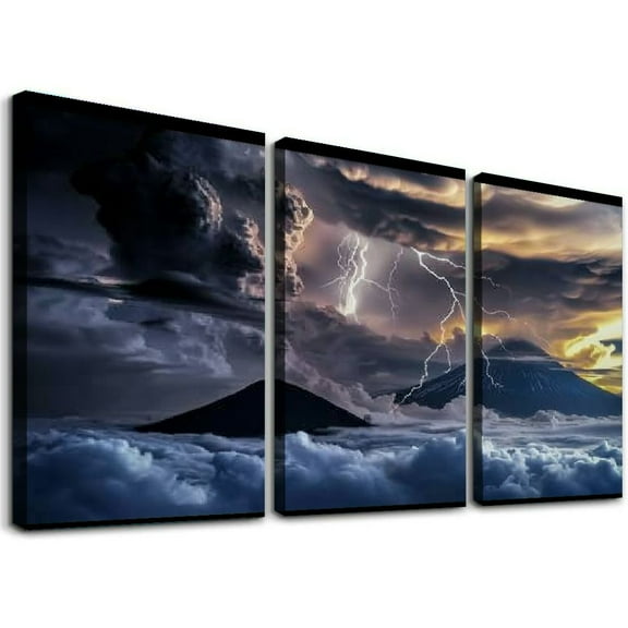 Ullo0ord Storm Sea with Appearing Clouds Canvas Wall Art Prints One Panel, Stretched and Framed Canvas Paintings Ready to Hang for Home Decorations 8x12 inch
