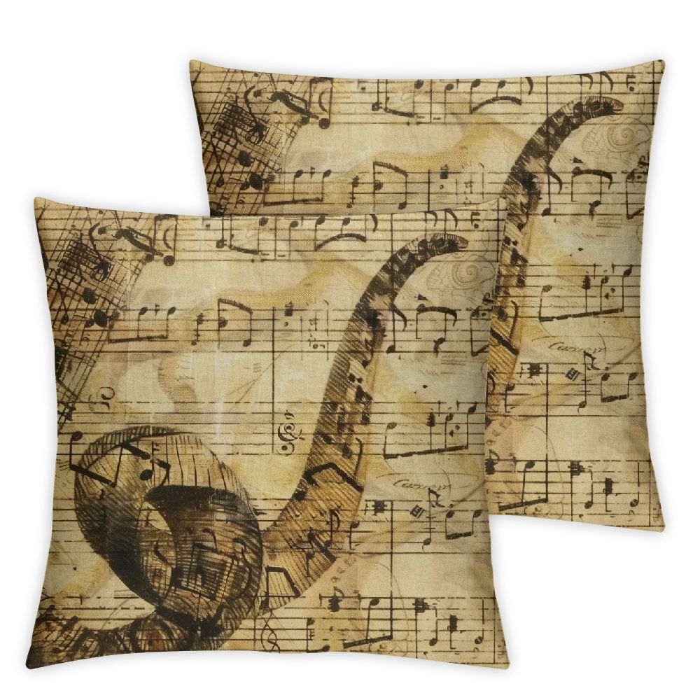 Ullo0ord Throw Pillow Covers Black Musical Notes Square Pillowcases for Home Decor Sofa Car