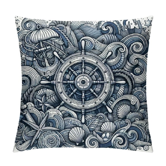 Ullo0ord Throw Pillow Covers Ocean Doodles Map Pillowcases Cushion Cover for Men Women Sofa Bed 20x20in