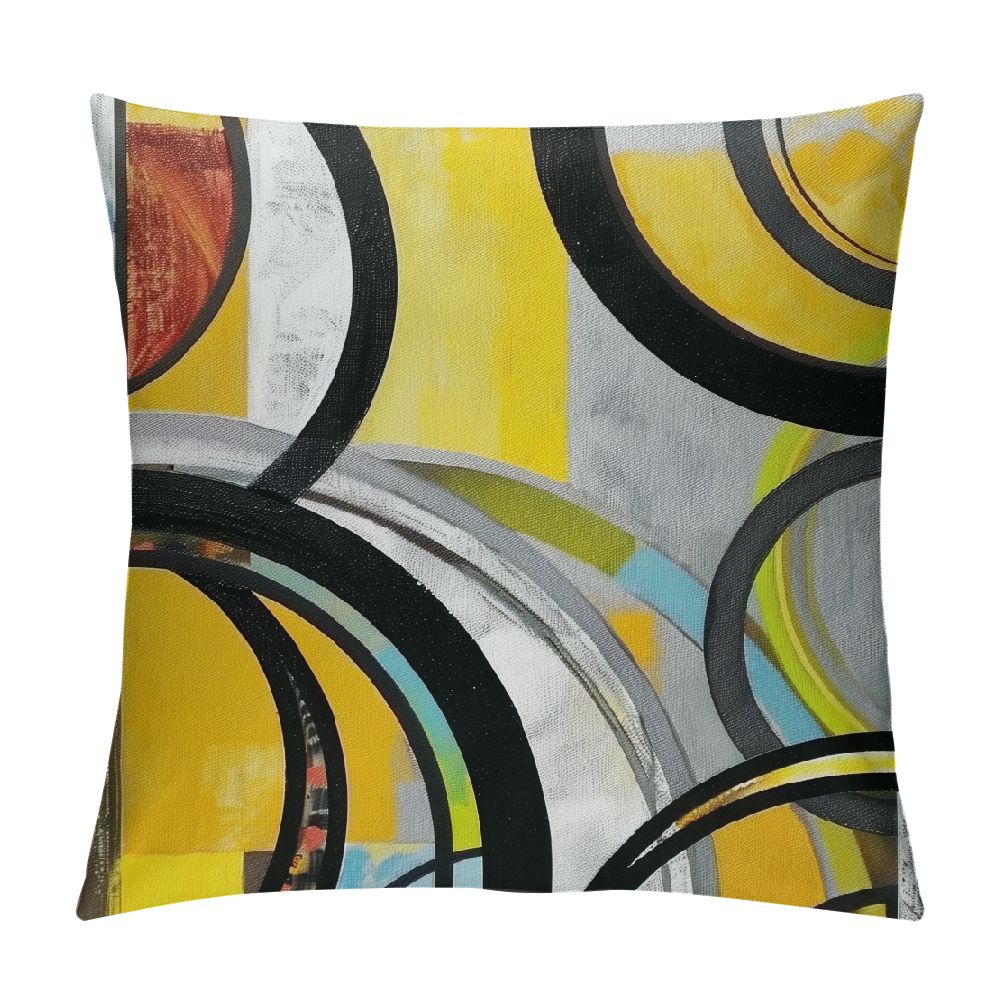 Ullo0ord Throw Pillow Covers,Yellow Black Gray Pillow Covers for Bed